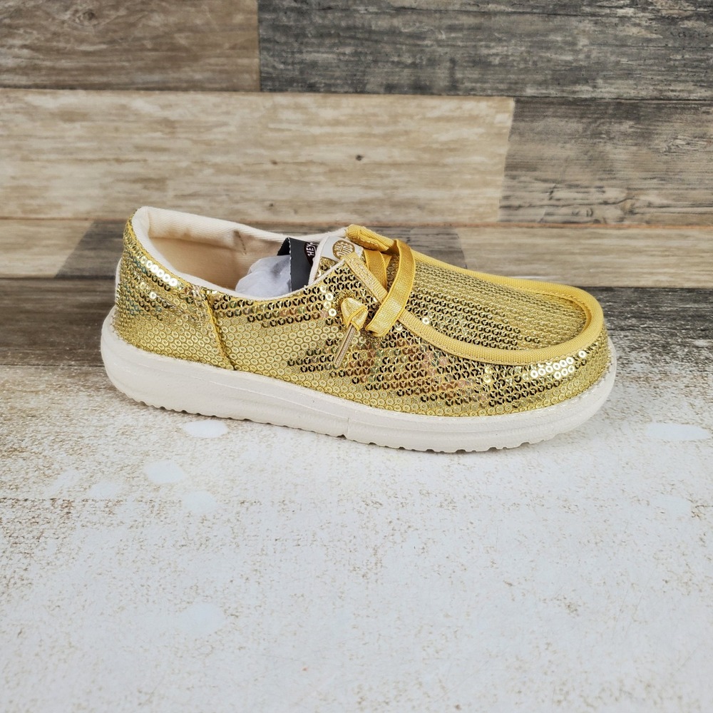 Hey Dude Wendy Funk Mono Sequim Kids Shoes Sz 13 C13 Gold Slip On Sneakers
